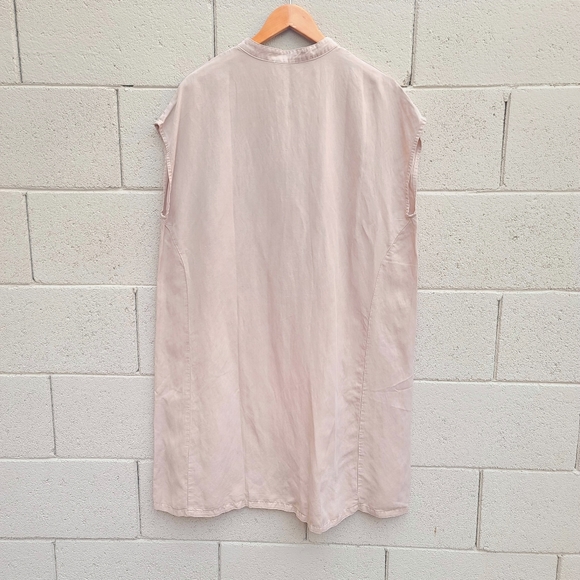 Eileen Fisher | Linen Blend Mandarin Collar Shirtdress in Khaki NEW Size XL - Picture 5 of 5